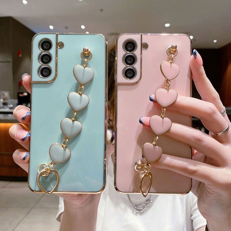 For Samsung S22 S21 A53 A13 A52 A72 Mobile Phone Case Cover For XiaoMi PocoX3 Redmi note9/10/11 Phone Cases with Love Bracelet