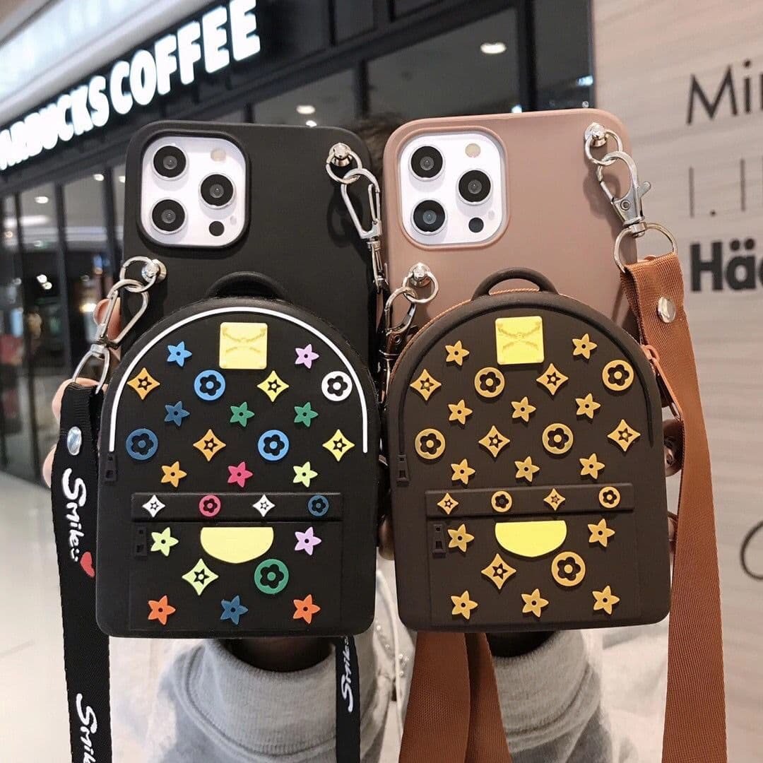 With Crossbody Strap Wallet Bag 3D Cute Luxury Girl Women Silicone Phone Case Cover For Iphone 8 Xs 11 12 13 14 15 Plus Pro Max
