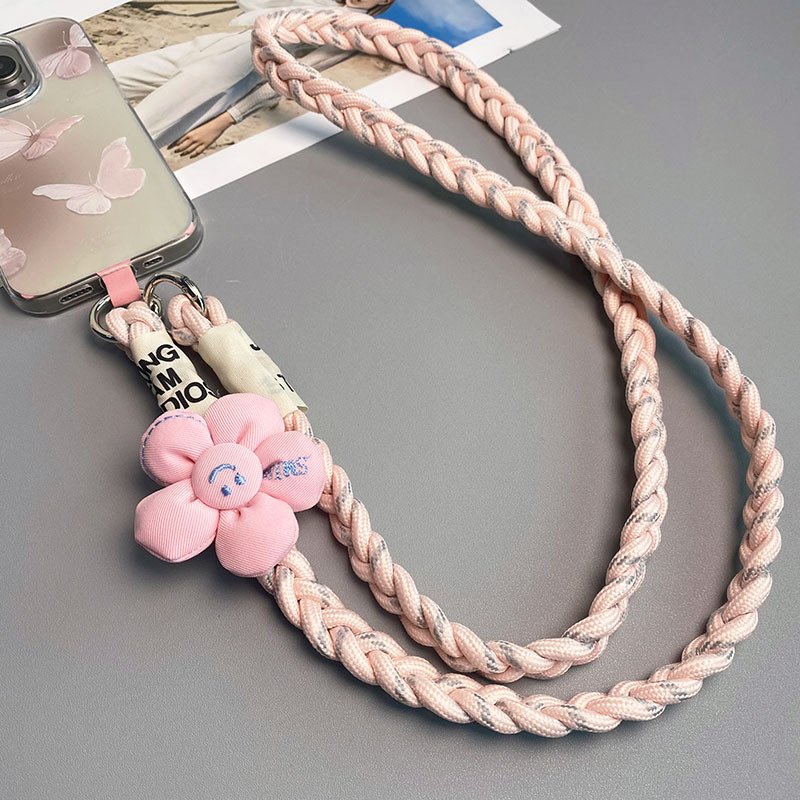 Crossbody Nylon Lanyard Sunflower Ponytail Design Back Rope Fashion Outdoor Hiking Strong Mobile Phone Strap