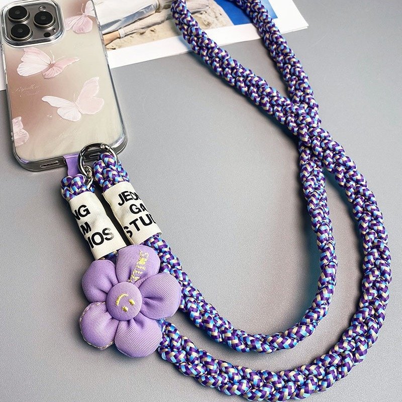 Crossbody Nylon Lanyard Sunflower Ponytail Design Back Rope Fashion Outdoor Hiking Strong Mobile Phone Strap