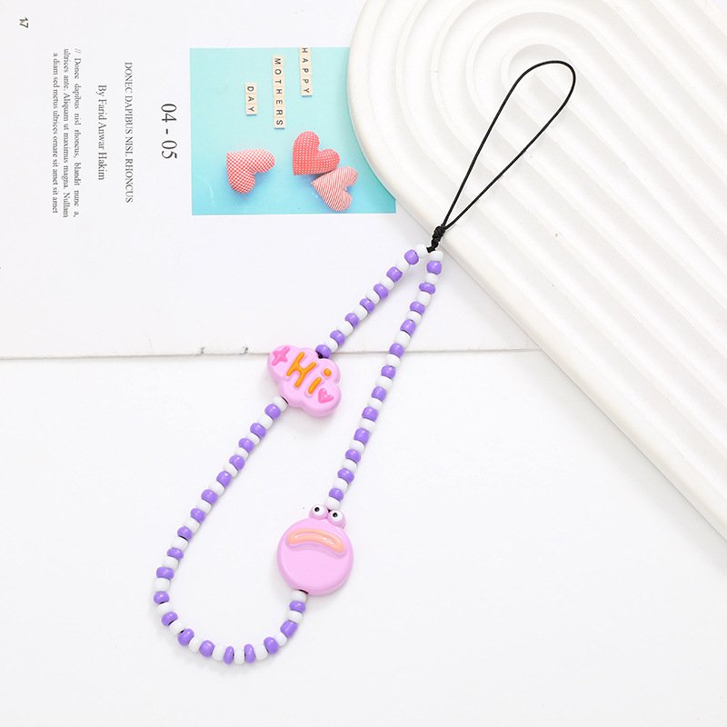 Instagram Mi Zhu DIY Phone Case Creative Donut Bead with Hanging Rope Mobile Phone Straps Accessory