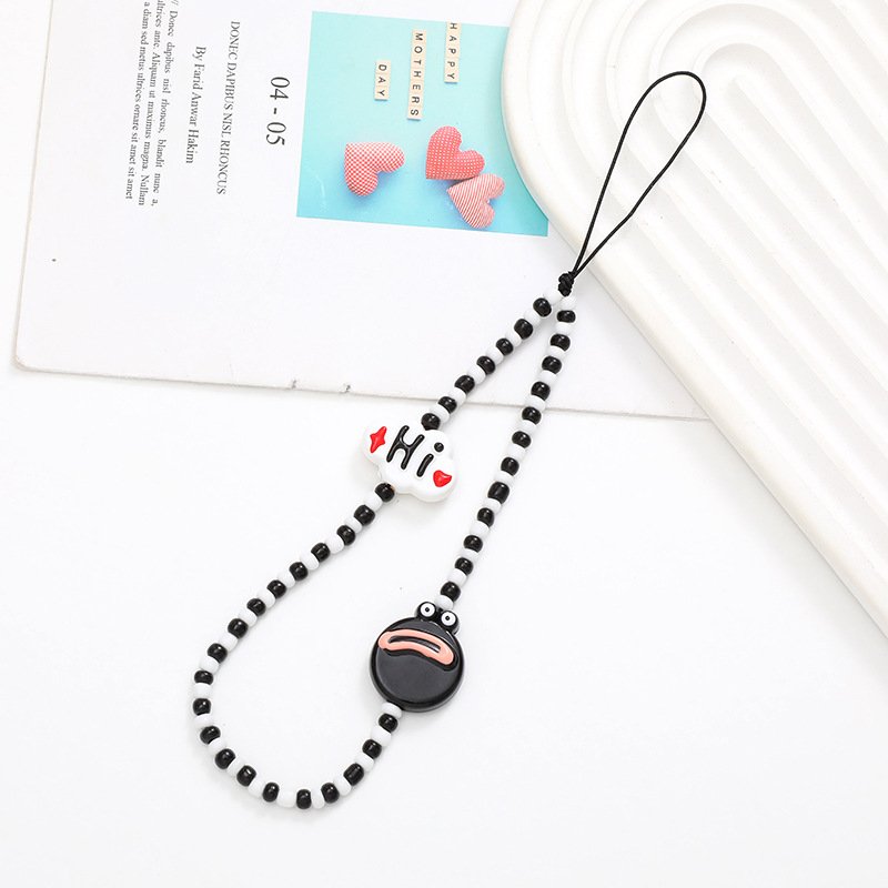 Instagram Mi Zhu DIY Phone Case Creative Donut Bead with Hanging Rope Mobile Phone Straps Accessory