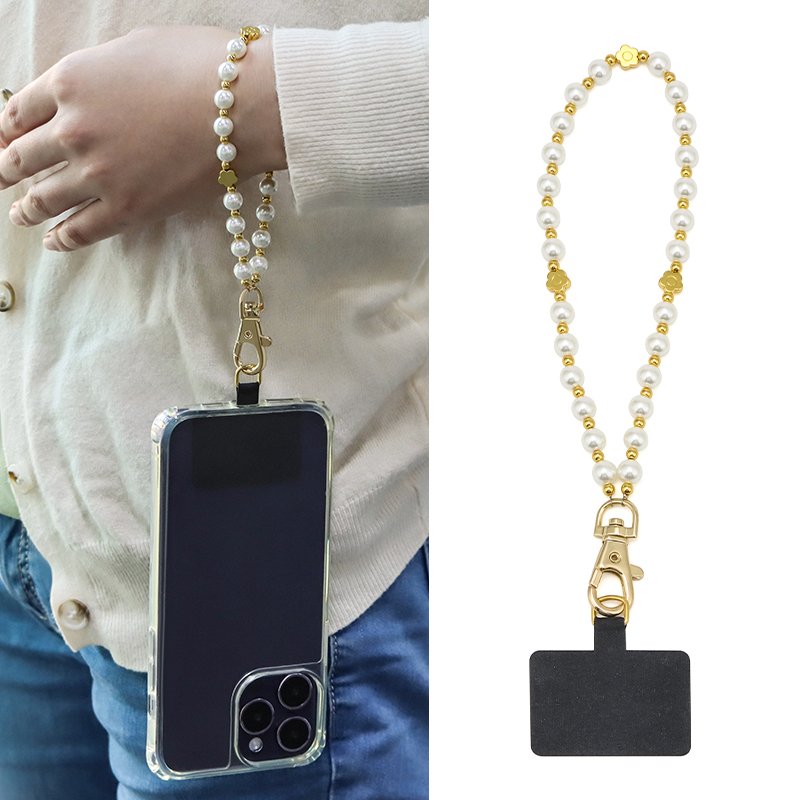 High Quality Pearls Mobile Phone Holder Strap Lanyard Cell Phone Wrist Strap Pearl Beaded Cell Phone Strap Beads