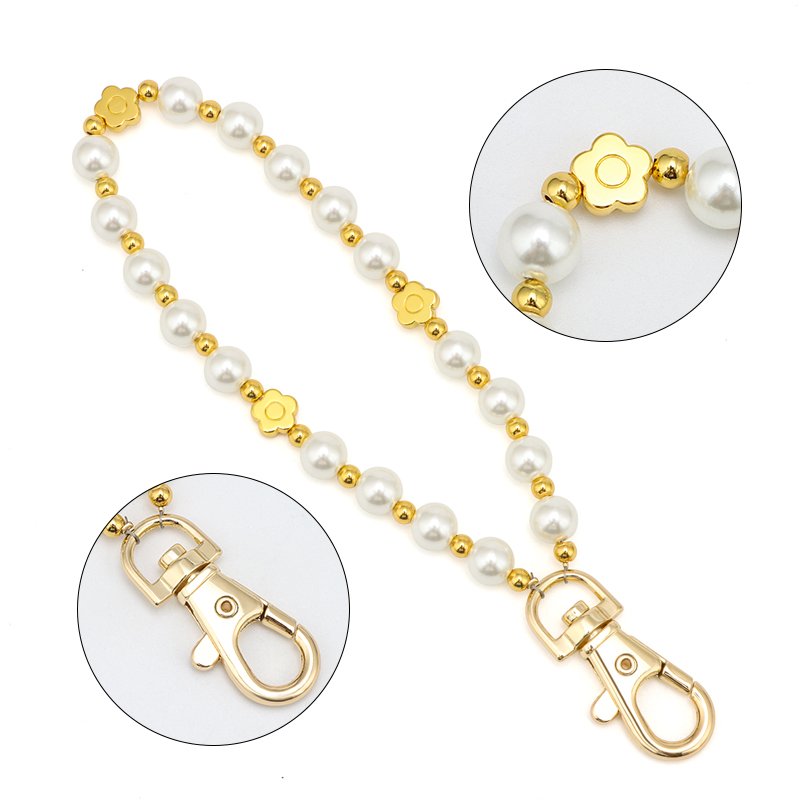 High Quality Pearls Mobile Phone Holder Strap Lanyard Cell Phone Wrist Strap Pearl Beaded Cell Phone Strap Beads