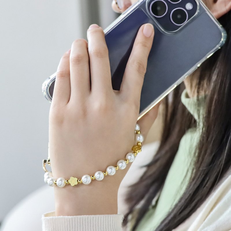 High Quality Pearls Mobile Phone Holder Strap Lanyard Cell Phone Wrist Strap Pearl Beaded Cell Phone Strap Beads