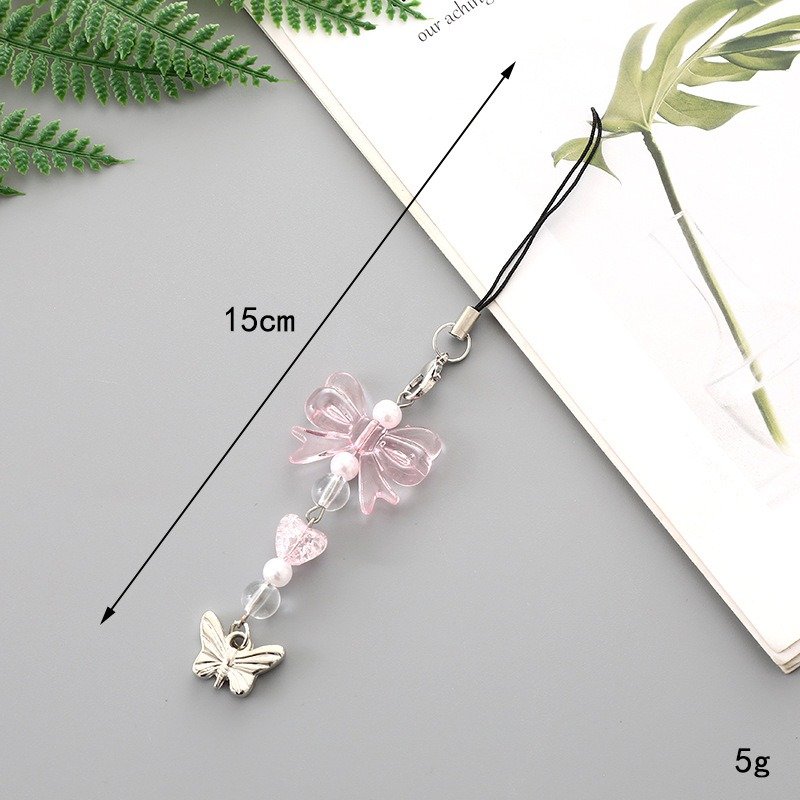 Kawaii Lovely Beaded Pendant Keychains Phone Cases Charms Car Key Wallet Decoration Promotion Gifts