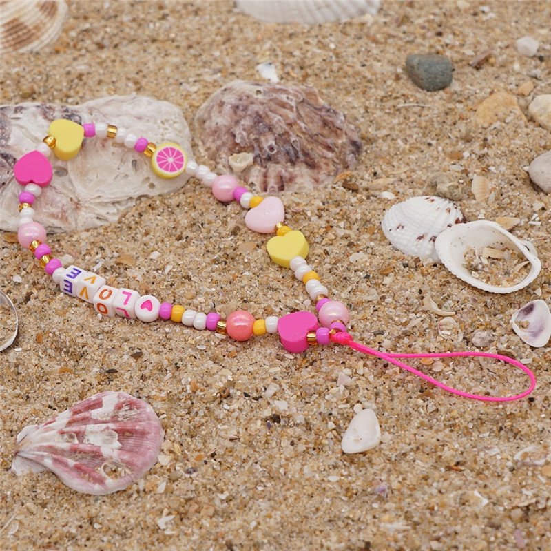 Fashion Anti-Lost Sweet Heart Love Mobile Phone Straps Bead Hand Rope For iPhone Bracelet Lanyard
