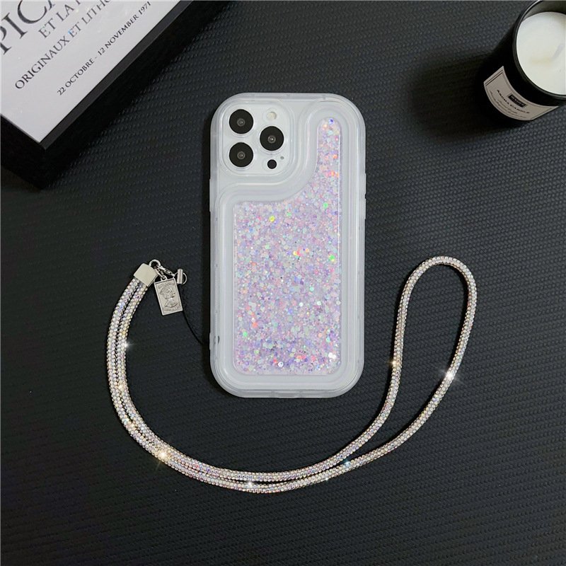Mobile Phone Lanyard Long Rhinestone Colored Mobile Phone Chain Fashionable and Creative Wrist Lanyard for iPhone Accessories