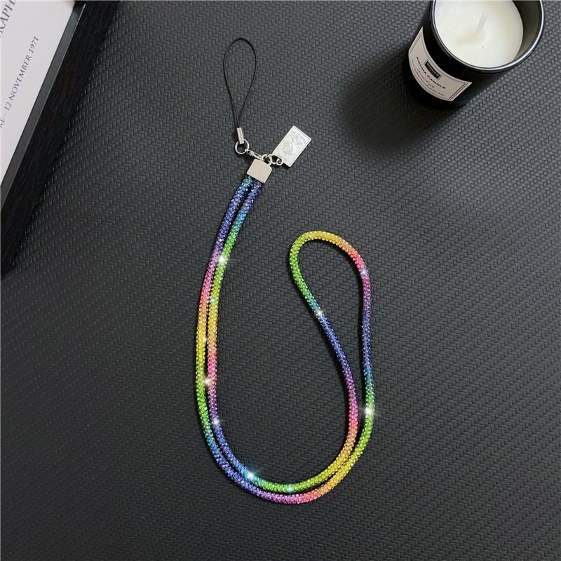 Mobile Phone Lanyard Long Rhinestone Colored Mobile Phone Chain Fashionable and Creative Wrist Lanyard for iPhone Accessories