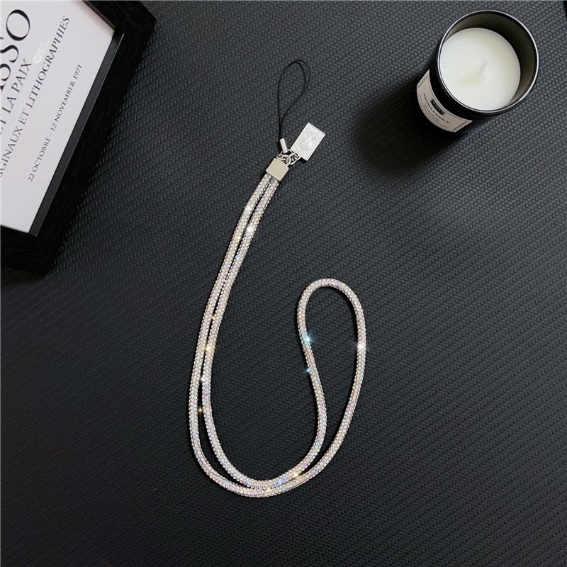 Mobile Phone Lanyard Long Rhinestone Colored Mobile Phone Chain Fashionable and Creative Wrist Lanyard for iPhone Accessories
