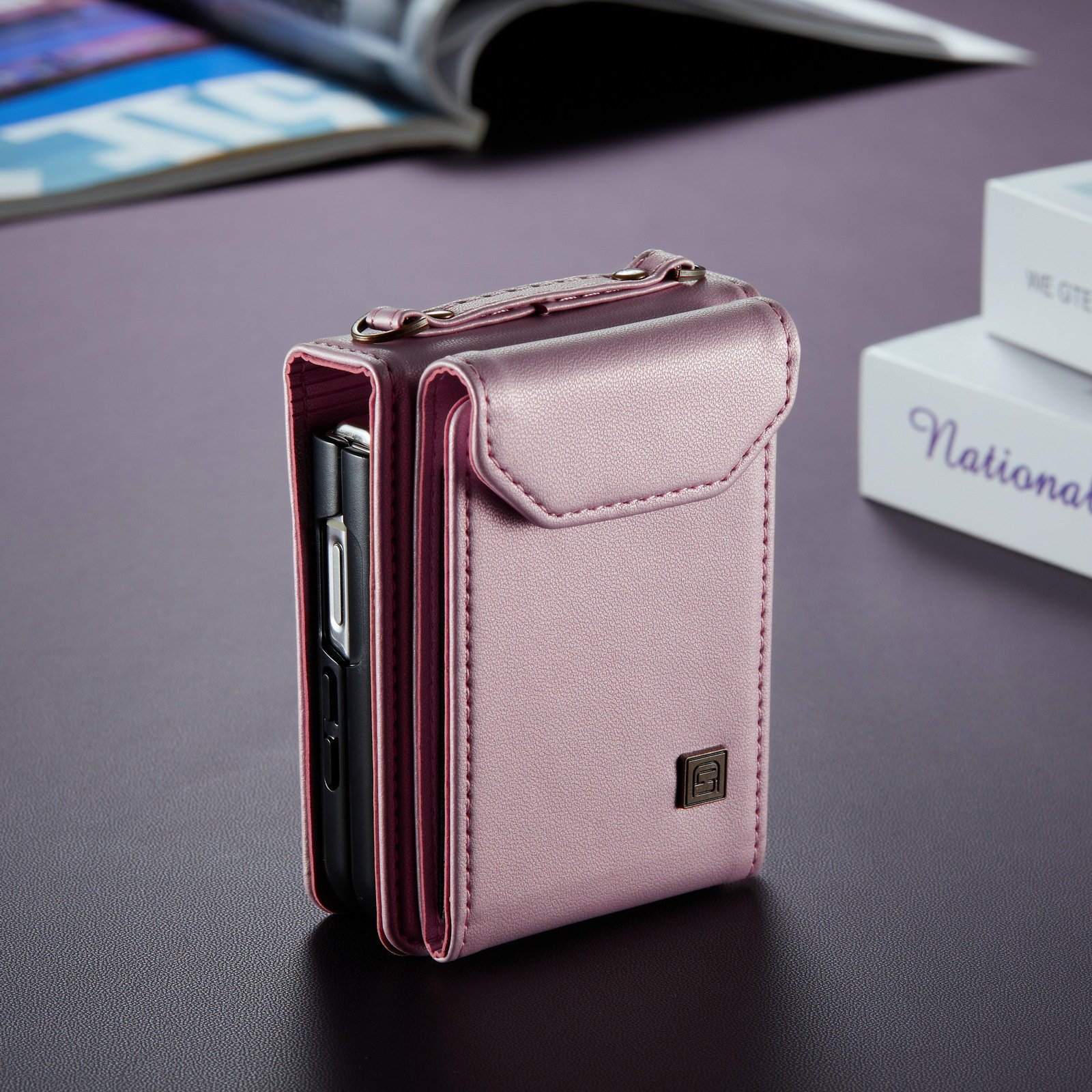 New Trending Wallet Coin Pouch Business Magnetic PU Leather Mobile Phone Case With Crossbody Strap For Samsung Z Flip 6 5