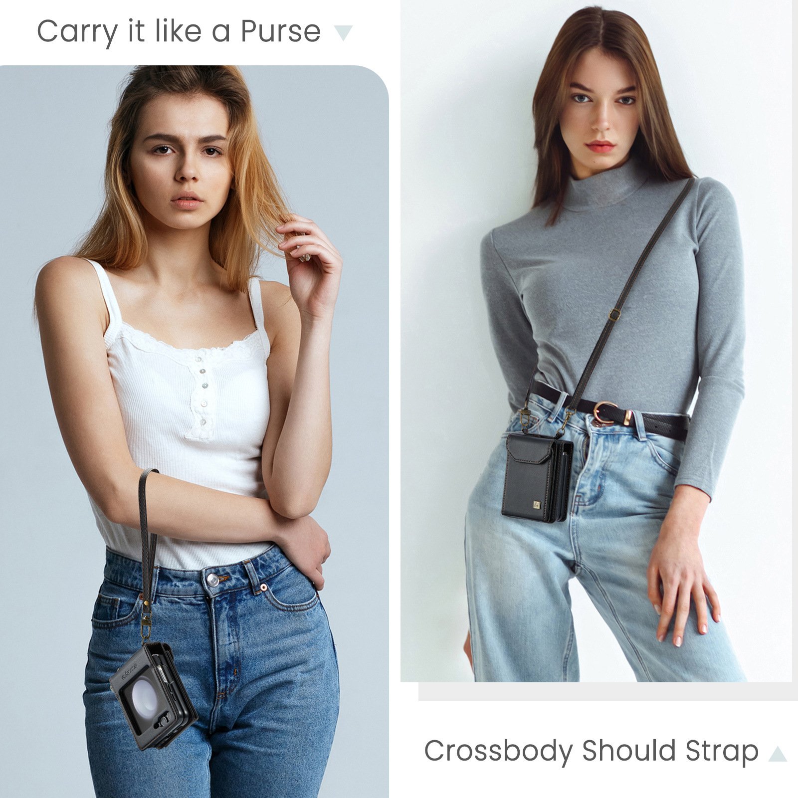 New Trending Wallet Coin Pouch Business Magnetic PU Leather Mobile Phone Case With Crossbody Strap For Samsung Z Flip 6 5
