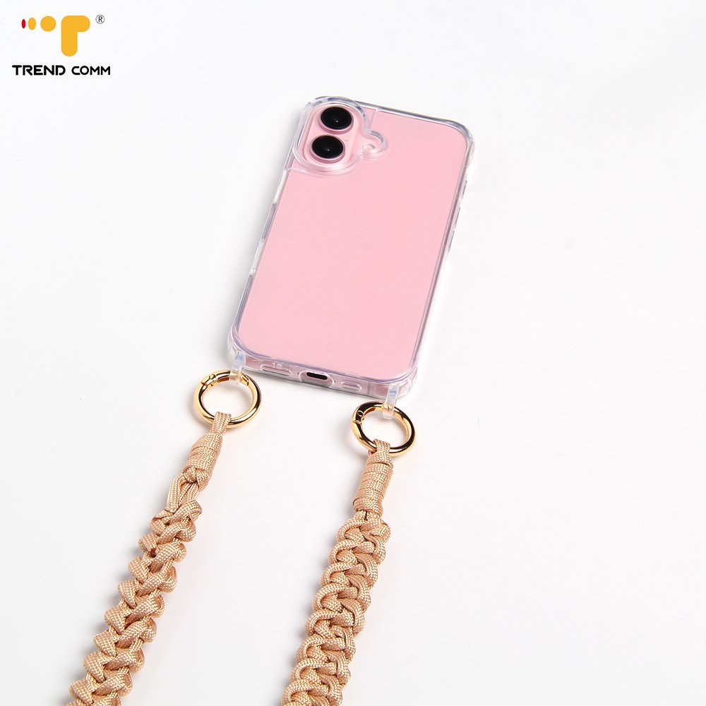 Macrame Brown Braided Textile Phone Strap Crossbody Mobile Phone Case for Shoulder Use