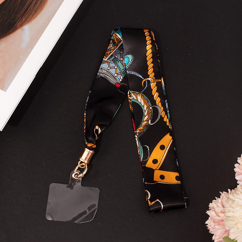 Fashion Mobile Phone Lanyard Jewelry Polyester Silk Phone Mobile Straps With Case Detachable Patch Strap