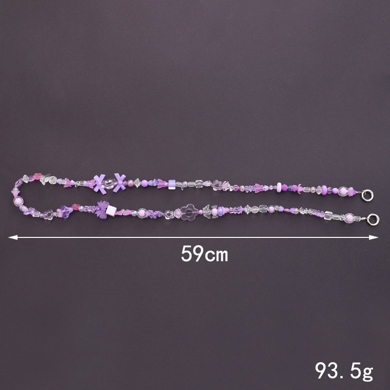 New Cute Beaded Mobile Phone Chain Versatile Candy Color Phone Shoulder Strap Lanyard Unique Irregular Beads Phone Case Necklace