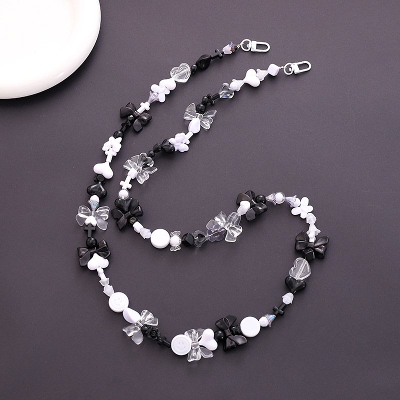 New Cute Beaded Mobile Phone Chain Versatile Candy Color Phone Shoulder Strap Lanyard Unique Irregular Beads Phone Case Necklace