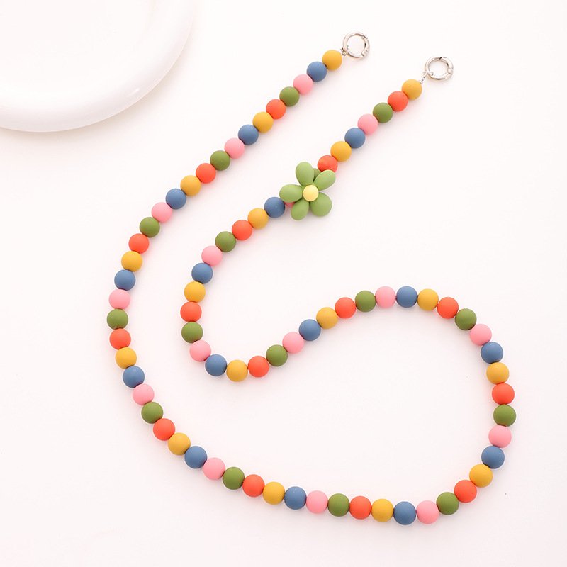 New Cute Beaded Mobile Phone Chain Versatile Candy Color Phone Shoulder Strap Lanyard Unique Irregular Beads Phone Case Necklace