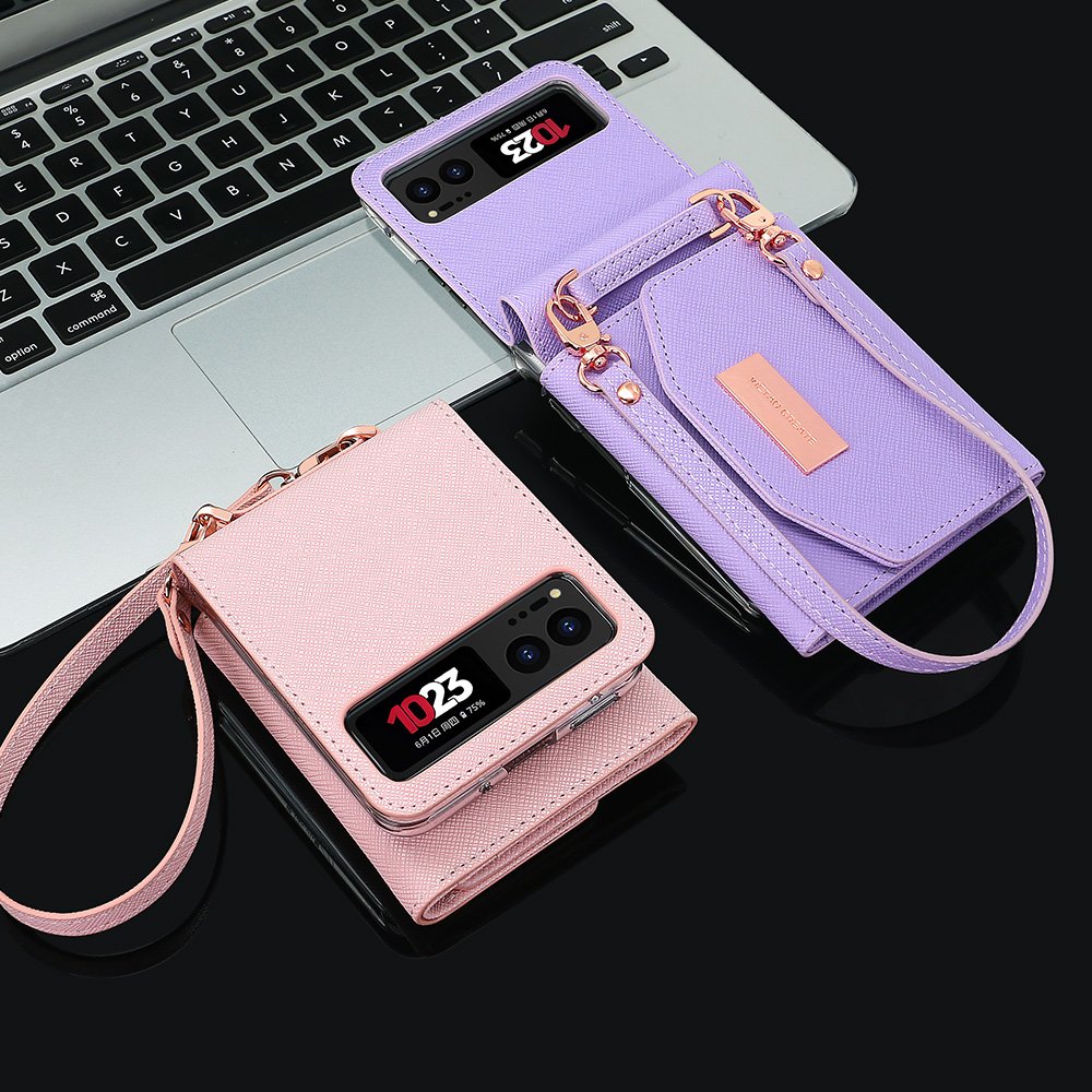 VIETAO Best Selling PU Leather Wallet Card Phone Case With Hand Strap For Motorola Moto Razr 40