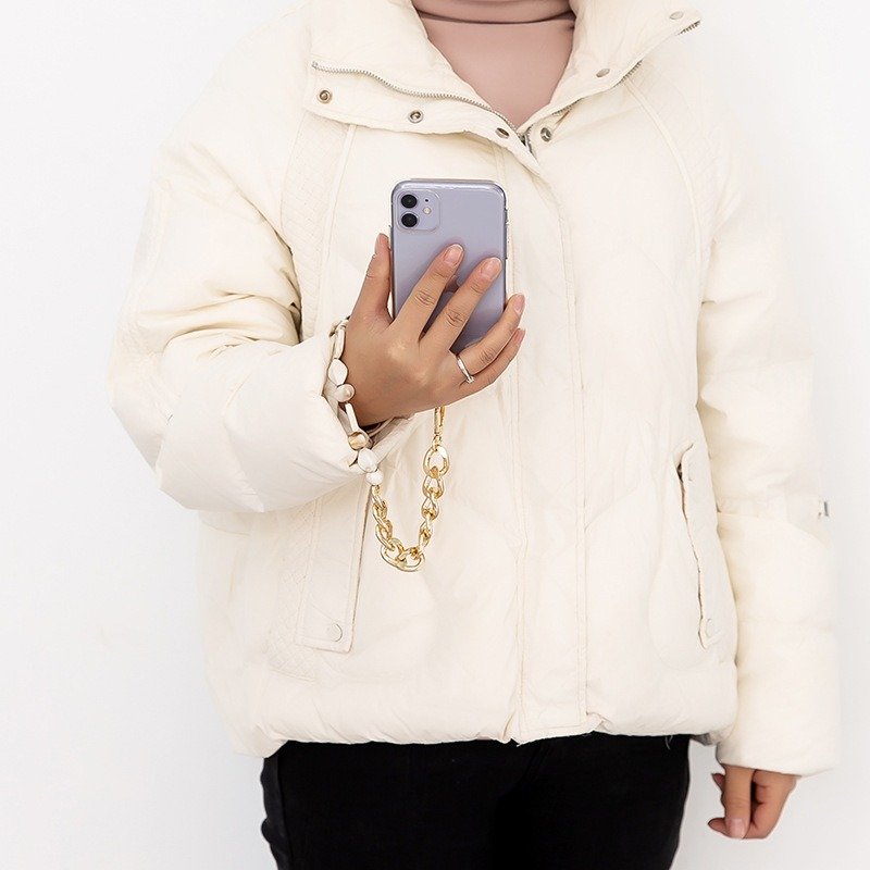 New Bohemian Short Women Beige Beads Phone Case Chain Handheld Chain Strap Gold Hands Free Mobile Phone Bracelet Pendant 40cm