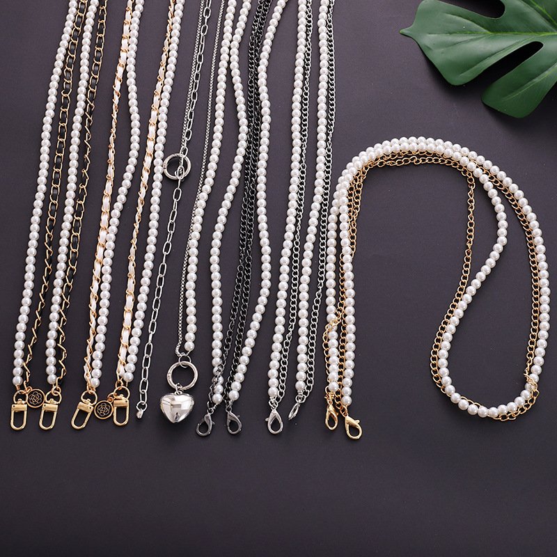 New Leather Mobile Phone Crossbody Necklace Accessories Bow Smartphone Shoulder Strap Beads Pearls Phone Chain Promotional Gift