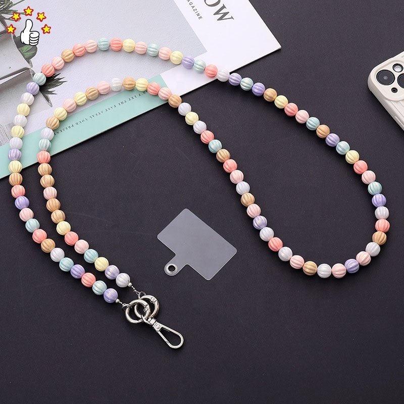 Colorful Flower Heart Pattern Mobile Phone Chain Hanging Neck Acrylic Anti-loss Custom Patch Mobile Phone Chain