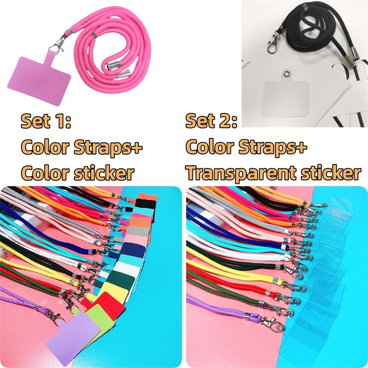 New Crossbody Wide Mobile Phone Necklace Clear Color Logo Patch Adjustable Long Universal Cell Phone Strap Holder Phone Lanyard