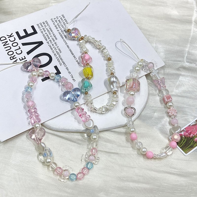 Phone Strap Fashion Girl Short Wrist Bracelet Phonr Lanyard Lovely Phone Pendant Cute Phone Accessories Keychain
