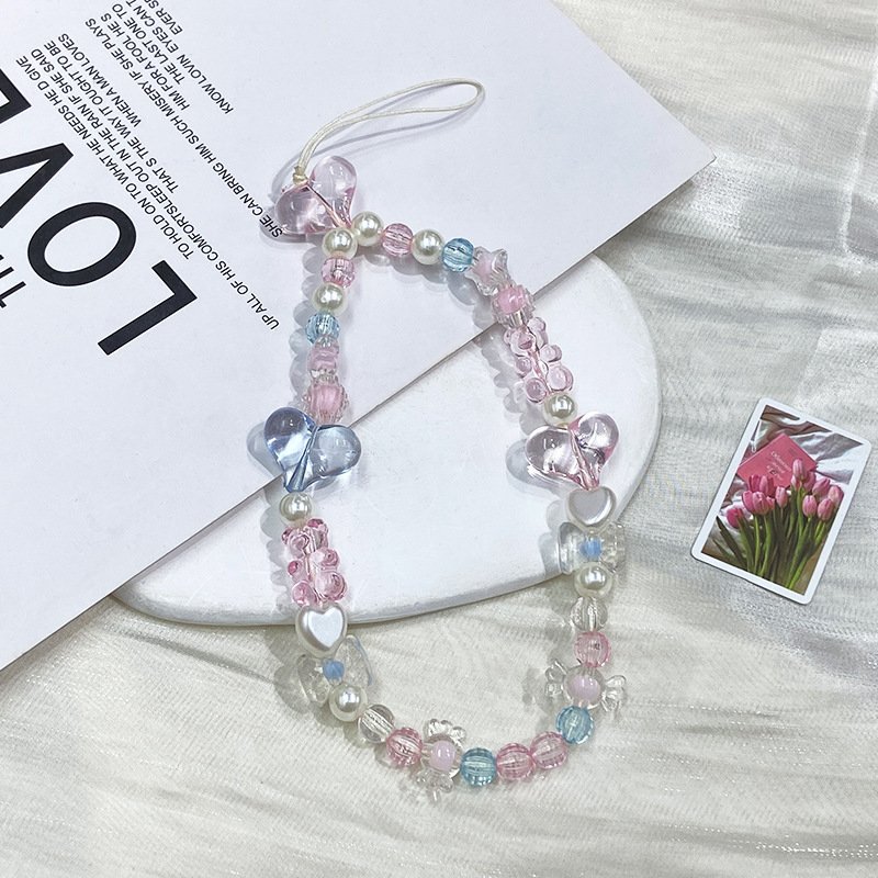Phone Strap Fashion Girl Short Wrist Bracelet Phonr Lanyard Lovely Phone Pendant Cute Phone Accessories Keychain