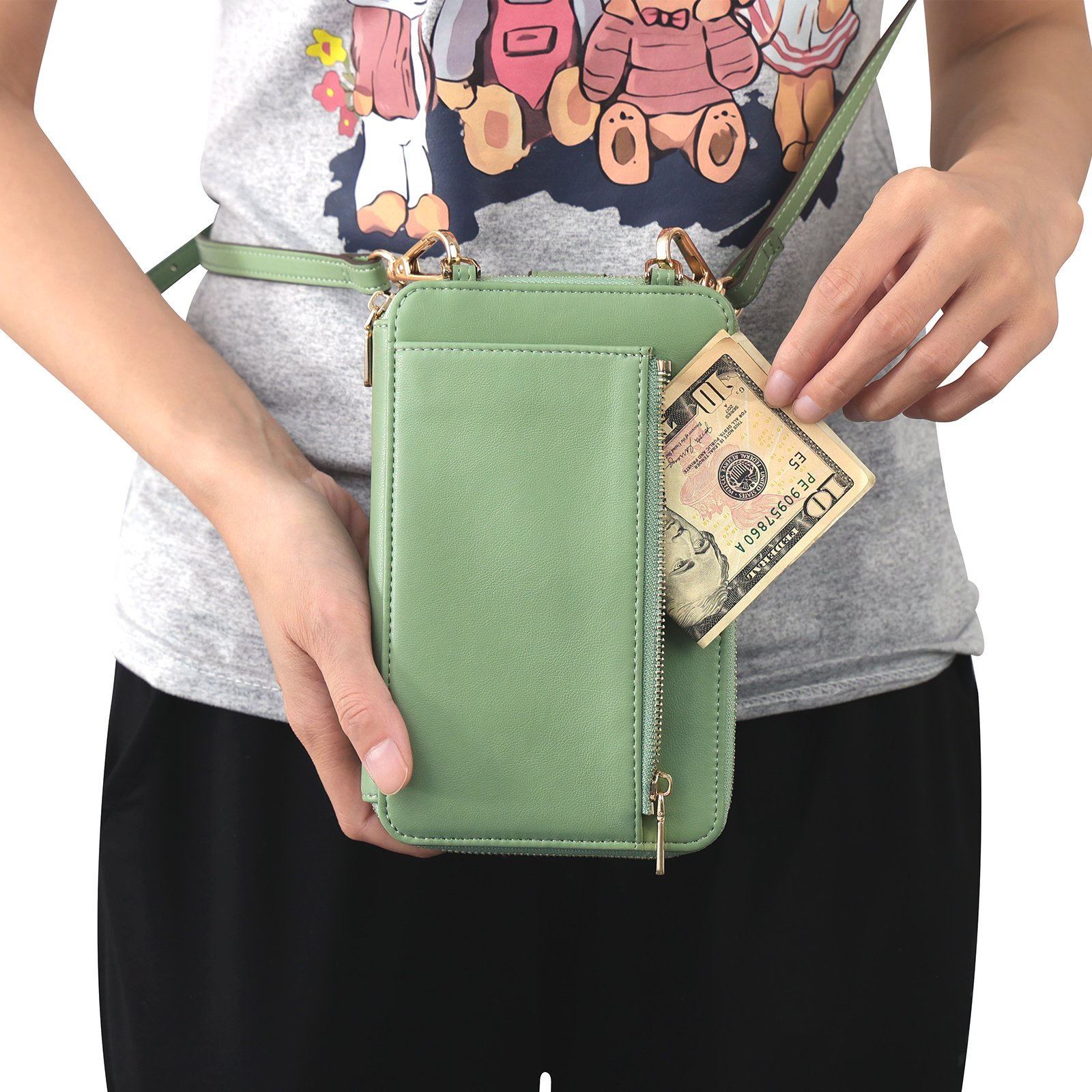 Custom Leather RFID Wallet Purses Credit Card Slots Small Crossbody Bags Cell Phone Purse Women Shoulder Mobile Phone Bags
