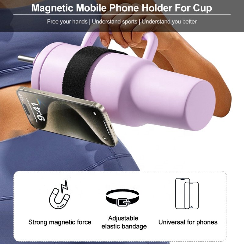 Bandage Magnet Mobile Phone Holders Magnetic Suction Cell Phone Stand With Adjust Strap For Cups in Car And Gym Use
