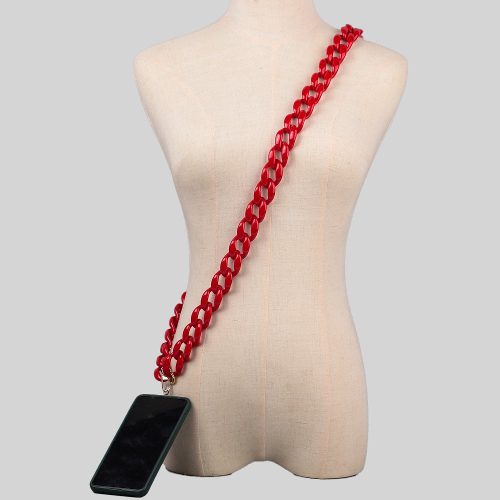 Wholesale Mobile Phone Lanyards Vintage Long Necklace 120cm Crossbody Chain Glossy Women's Jewelry Acrylic Mobile Phone Chain