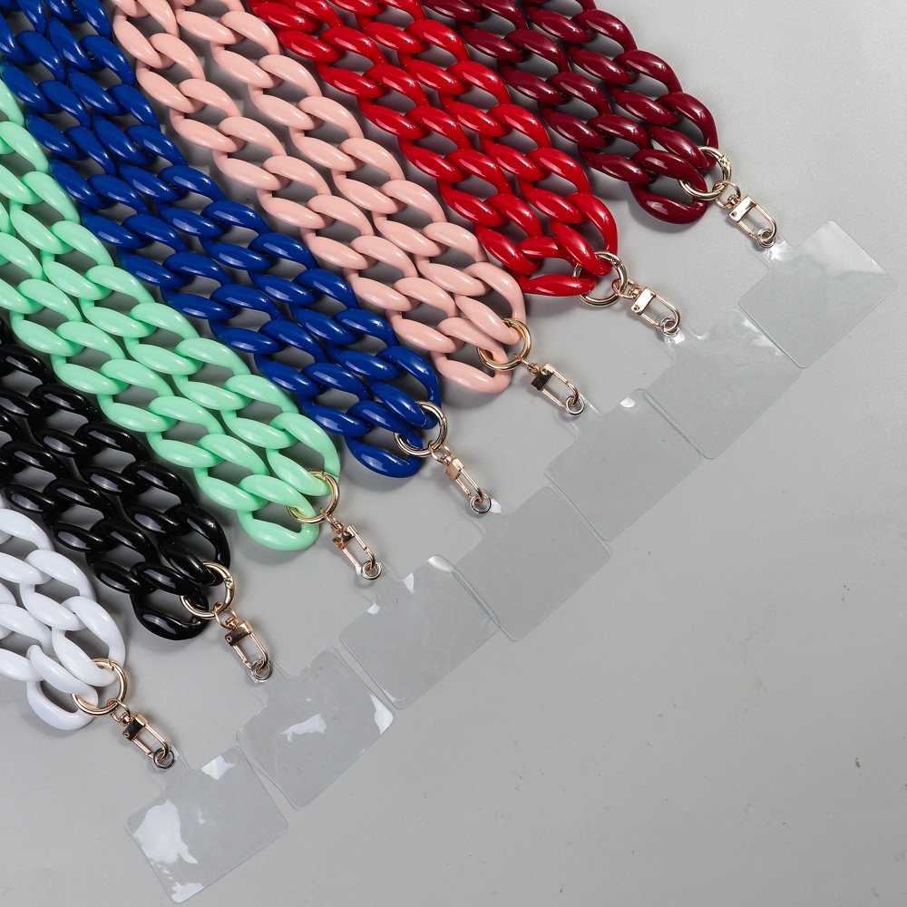 Wholesale Mobile Phone Lanyards Vintage Long Necklace 120cm Crossbody Chain Glossy Women's Jewelry Acrylic Mobile Phone Chain