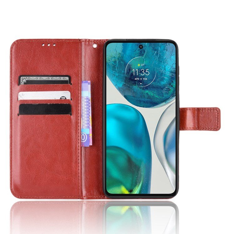 Crazy Horse Texture Stand Wallet Flip Cover Phone Cover for Motorola Moto G52 G82 PU Leather Phone Case