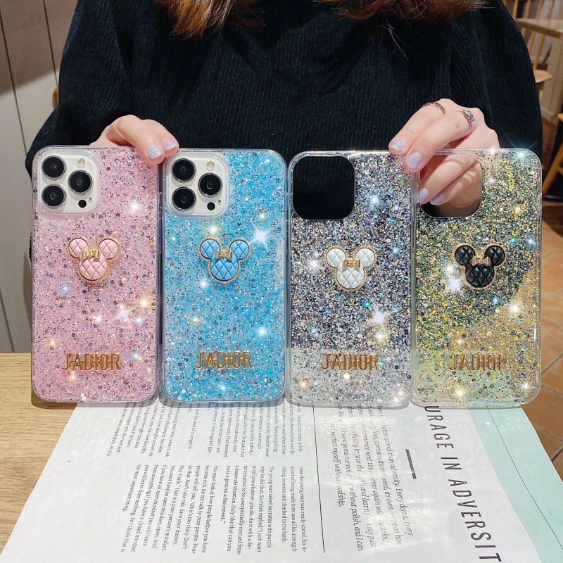 Luxury Mickey Glitter TPU Mobile Phone Case For iPhone 16 15 14 13 12 11 Pro max clear Silicone bling Shockproof Back Cover new