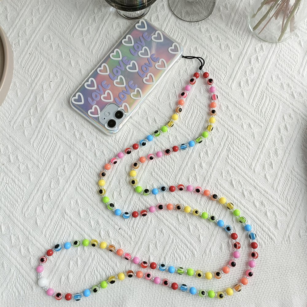 KKBEAD Europe States wind diagonal long portable mobile phone chain portable pendant rainbow pendant lanyard