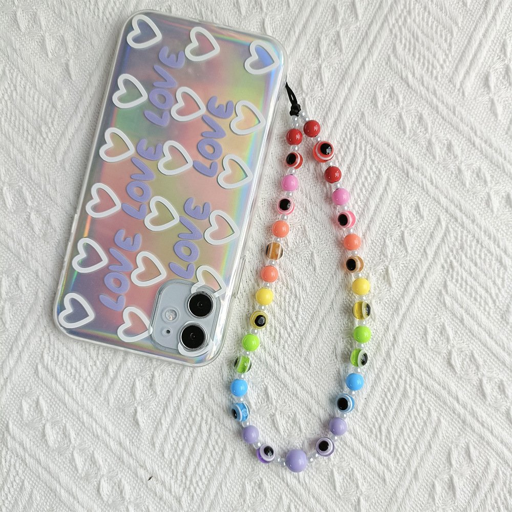KKBEAD Europe States wind diagonal long portable mobile phone chain portable pendant rainbow pendant lanyard
