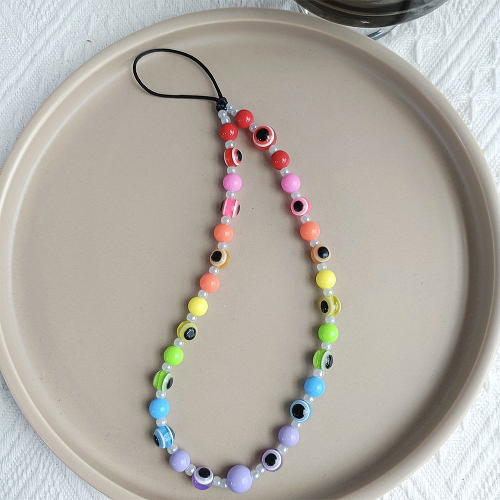 KKBEAD Europe States wind diagonal long portable mobile phone chain portable pendant rainbow pendant lanyard