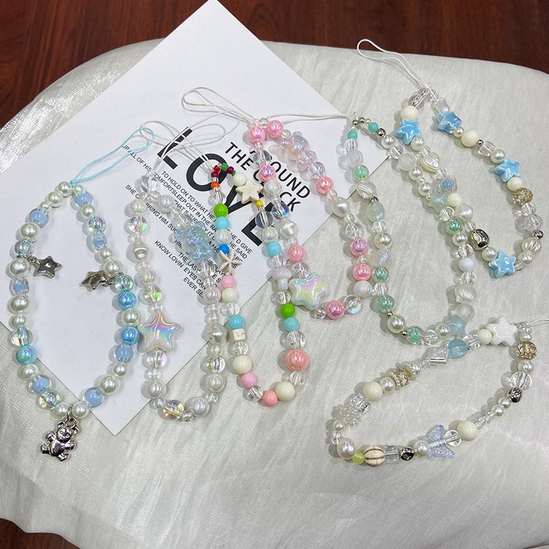 New Arrival Handmade Beads Phone Wrist Strap Chain For Mobile Phone,Fashion Colorful Crystal Beaded Phone Chain