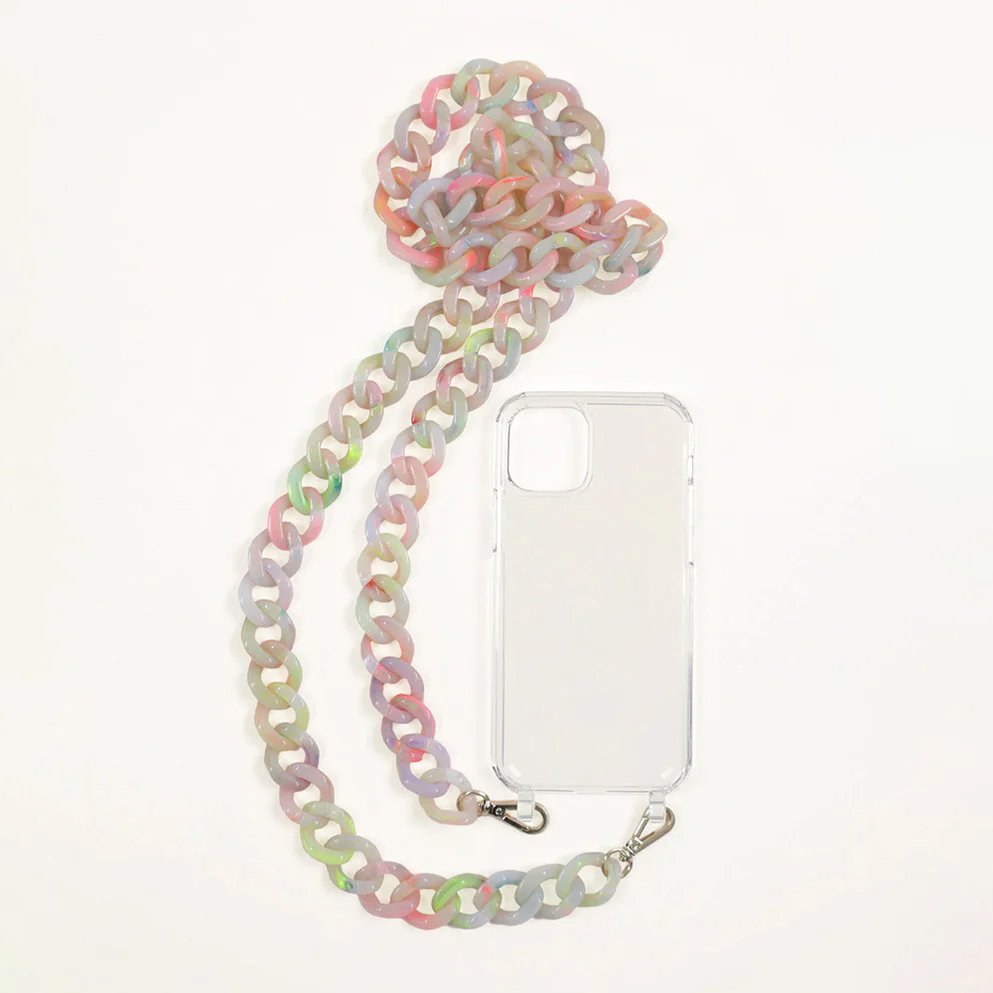 New color resin acrylic chain mobile phone strap handmade bag chain braided with oblique lanyard