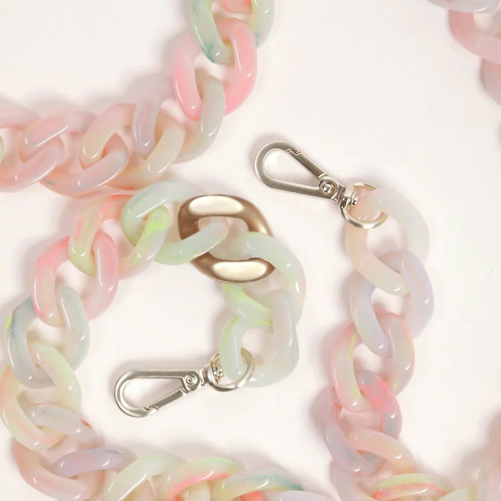 New color resin acrylic chain mobile phone strap handmade bag chain braided with oblique lanyard