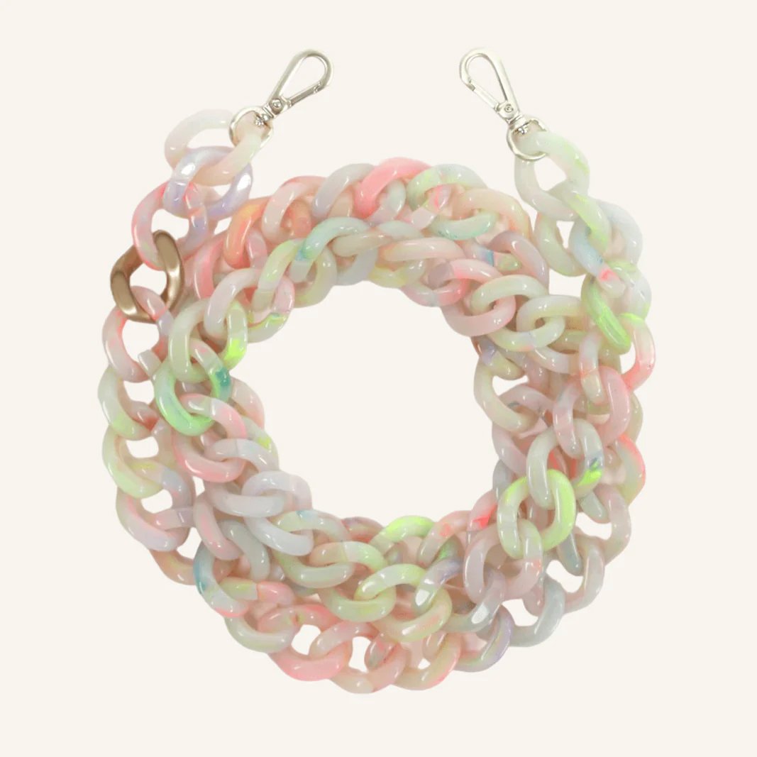 New color resin acrylic chain mobile phone strap handmade bag chain braided with oblique lanyard