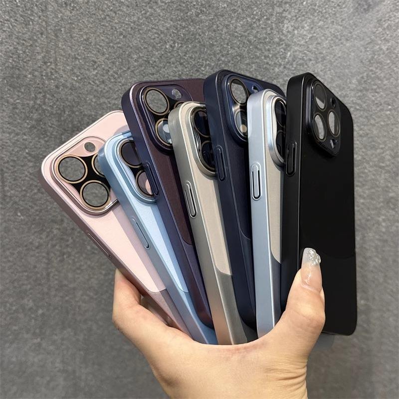 Luxury Fashion Plain leather pattern color-blocked all-inclusive anti-drop hard sleeve phone case for iphone 15 14 13 12 pro max