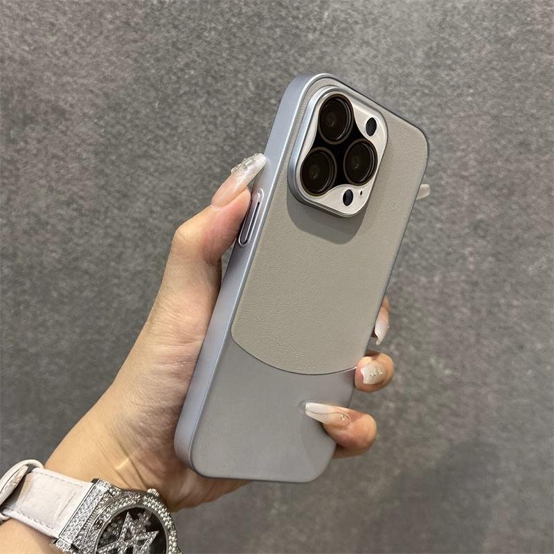 Luxury Fashion Plain leather pattern color-blocked all-inclusive anti-drop hard sleeve phone case for iphone 15 14 13 12 pro max