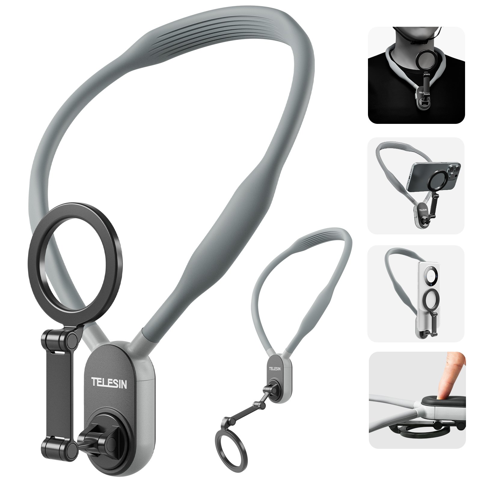 Telesin Source Factory Hot Selling MNM 001 Hands-free Shooting Accessories For phone Mobilephones Silicone Magnetic Neck Mount