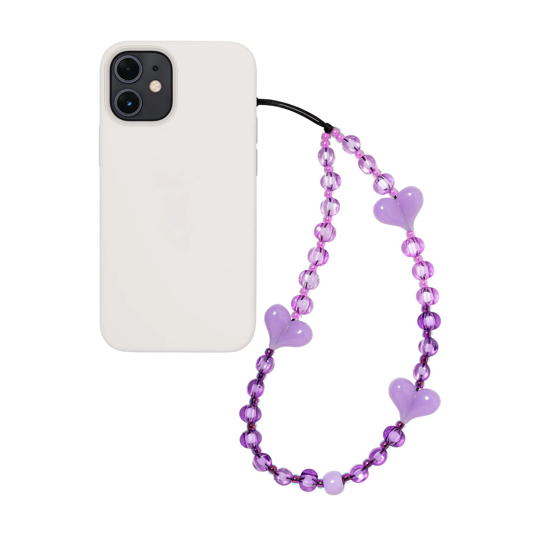 Korean Cute Y2k Acrylic Heart Beads Beaded Mobile Phone Strap Cord Rope Lanyard Chain Bracelet Cell Phone Case Charm Accessories