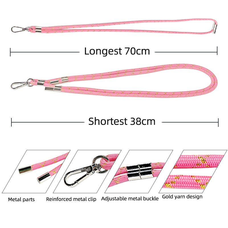 Custom Logo Carabiner Wrist Strap Lanyard Mobile Phone Strap Hang Around Neck Short Key Lanyard Metal Hook Phone Holder Strap