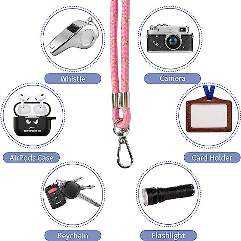 Custom Logo Carabiner Wrist Strap Lanyard Mobile Phone Strap Hang Around Neck Short Key Lanyard Metal Hook Phone Holder Strap