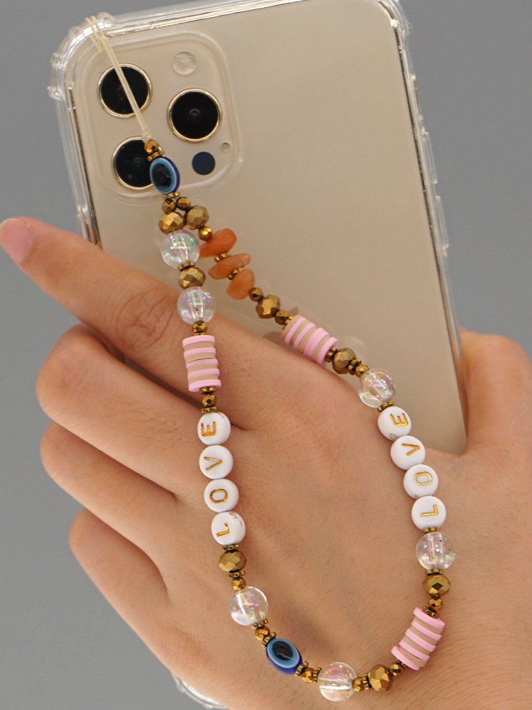 Fashion Jewelry Hand Made Universal Mobile Cell Phone Chain Bracelet Holder Bead Straps Lanyard For All Smartphone Phone Case