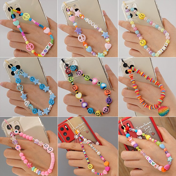 Fashion Jewelry Hand Made Universal Mobile Cell Phone Chain Bracelet Holder Bead Straps Lanyard For All Smartphone Phone Case