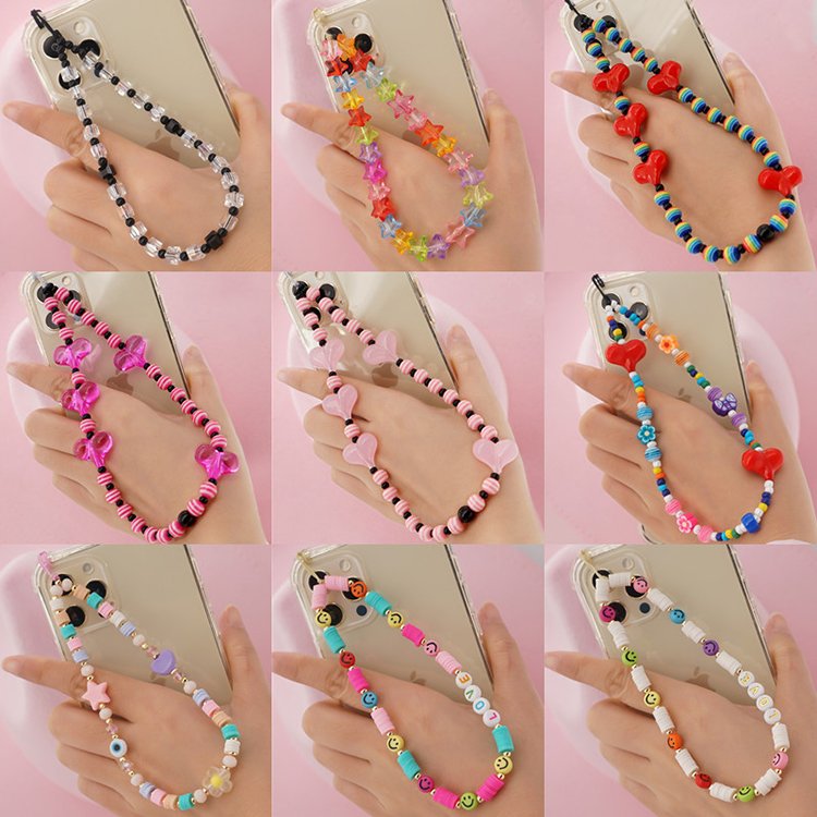 Fashion Jewelry Hand Made Universal Mobile Cell Phone Chain Bracelet Holder Bead Straps Lanyard For All Smartphone Phone Case